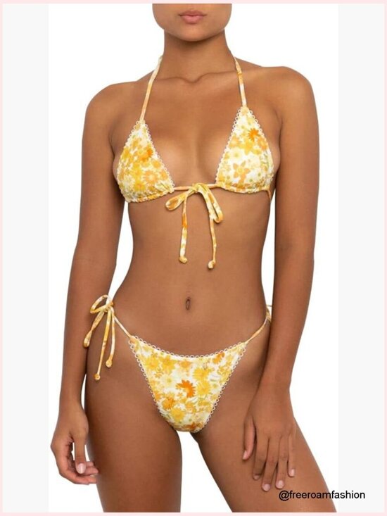 Other - Women's Bikini Set Triangle Top Thong Bottom Adjustable Straps Size Medium